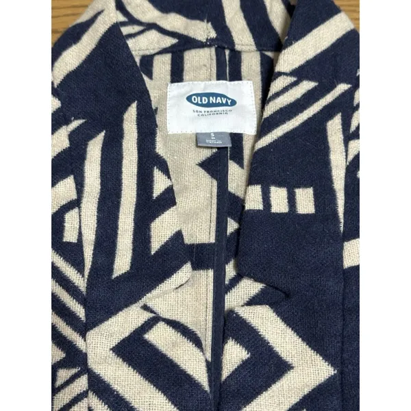 Old Navy Women Long Jacket Open Front Aztec Southwestern Country Size Small Blue - Image 7