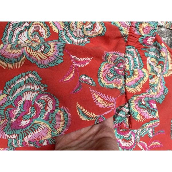 Resort Boho Floral Wide Leg Pants Z Supply Dante Tango Red Cruise Rayon M - Image 13