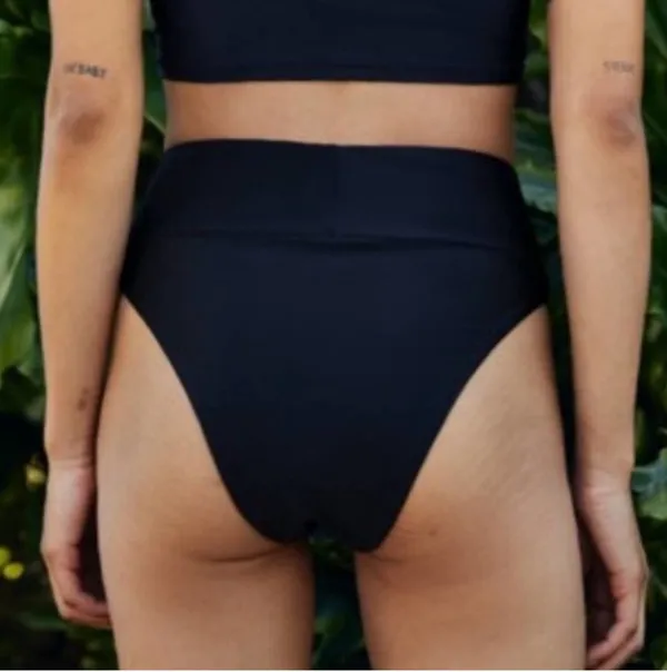 NEW Aerie Black High Cut Cheeky Ribbed Bikini Bottom - Image 2