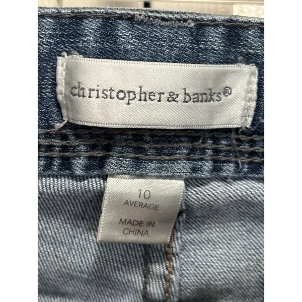 Christopher & Banks Med Denim Capri Size‎ 10 Mid Rise Pockets Zip - Image 3
