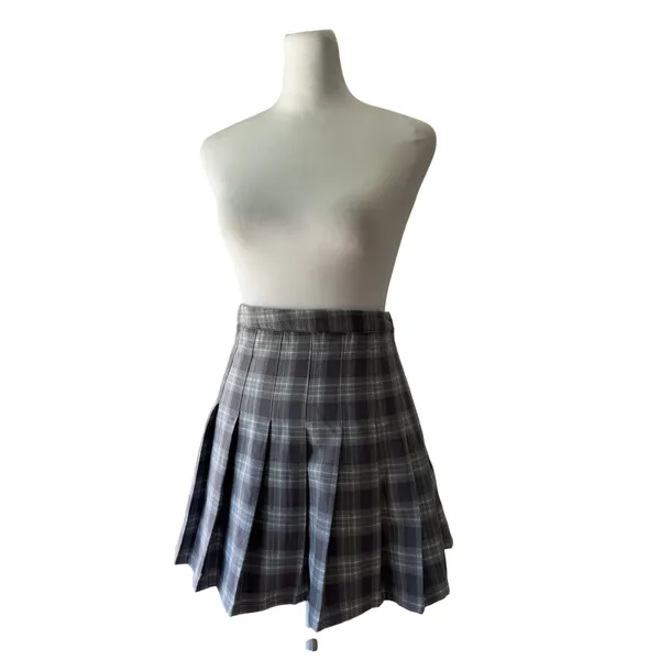 Aeropostale Gray & Blue Plaid Pleated Mini Skirt - Image 5
