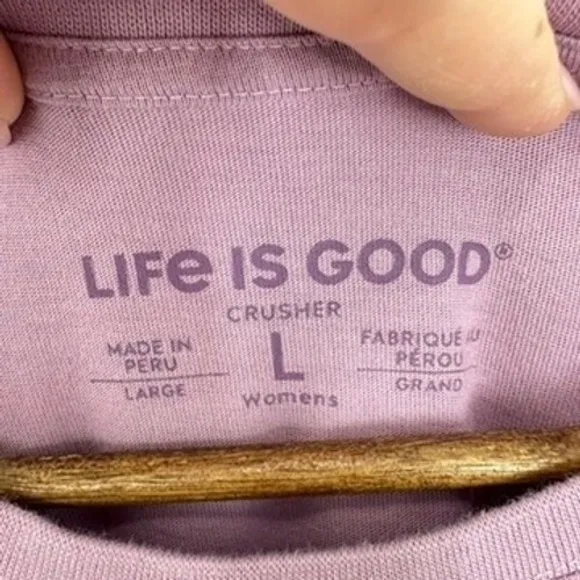 Life is Good Purple Long Sleeve Yellow Lab Silly Dog Graphic Top Purple Dog‎ Mom - Image 3