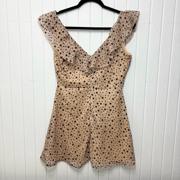 Nasty Gal Cream Mini Sundress with stars Sleeveless Scoop Neck size‎ 4 - Image 5