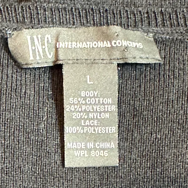 INC International Concepts Black Floral Lace Crochet Long Sleeve Sweater Large - Image 7
