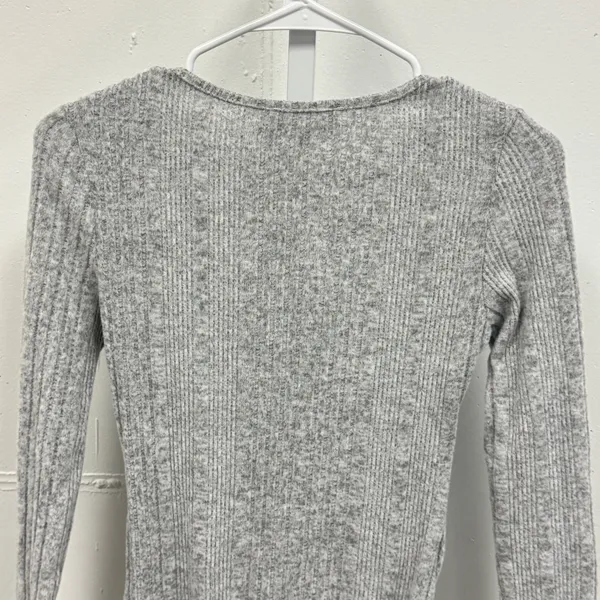NWT Cider Grey Ribbed Long Sleeve Cutout Bodysuit XS Heather Gray Snap Closure‎ - Image 5