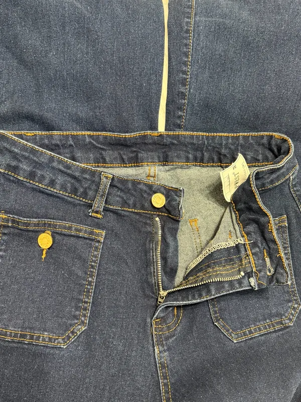 PWEST Women’s Dark Wash High Rise Wide Leg Flare Jeans Size M - Image 5