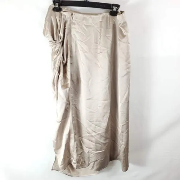 Abercrombie 74- NWT Knotted Elevated Satin Midi Skirt sz XL GOLDEN TONE - Image 4
