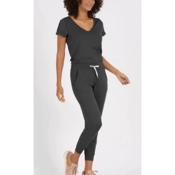Vuori Sz XL All Day Heather Charcoal Gray Drawstring Jumpsuit Romper Comfy Cozy - Image 2