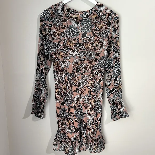 For Love & Lemons Gracie Floral Dress Women's‎ Small Long Sleeve Ruffle V-Neck - Image 6