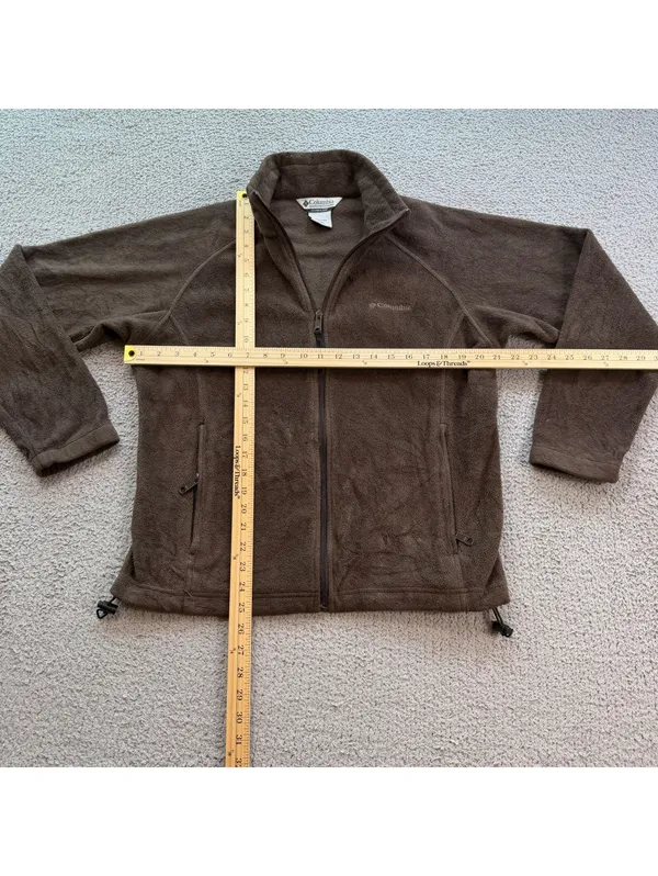 Columbia Women’s Brown Full Zip Fleece Jacket Large Zip Pockets Outdoor Hiking - Image 3