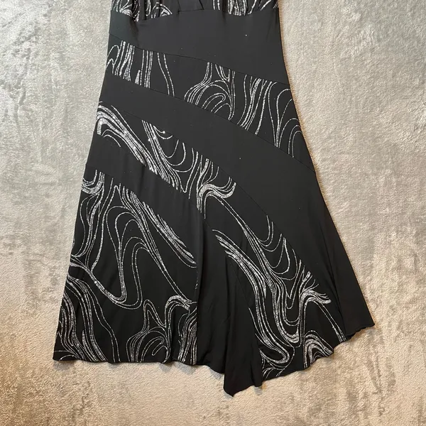 Vintage Y2K Asymmetrical‎ Glitter Swirl Babydoll Halter Dress Sz Large Fairycore - Image 4