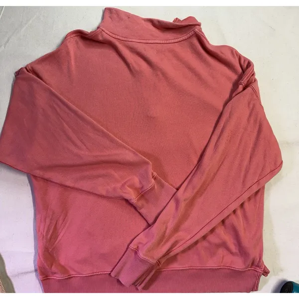 Aerie Coral 1/4 Zip Sweater W/ Kangaroo Pockets Sz L D42 Fall Cottage Festival - Image 8