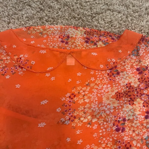 Cabi Womens Merrow Edge Top Size Small Orange Floral Sleeveless Pullover 268 - Image 3