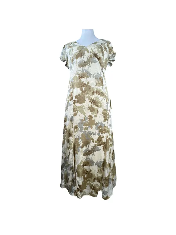 Bohme Floral V-Neck A-Line Maxi Dress with Flutter Cap Sleeves - Size L - NWT - Image 2