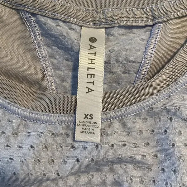 Athleta Chi Dot Mesh Workout Active Crop Tank Blue‎ size XS Sporty Athlesiure - Image 7