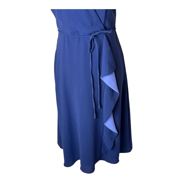 Adrianna Papell Dress Women 2 Blue Ruffle Faux Wrap‎ Mini Cocktail Party Career - Image 5