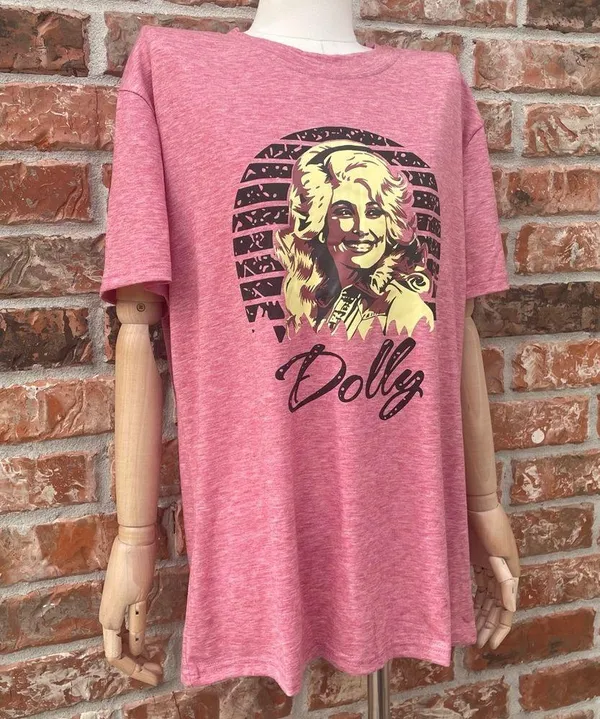 Pink Dolly Parton screen printed tee / XXL / New without tags - Image 4