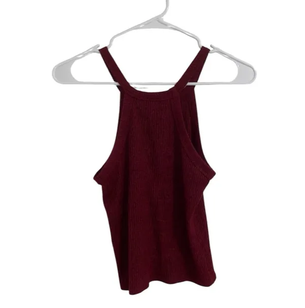 Windsor Maroon Ribbed Speckled Halter Summer Top Size Small - Image 3