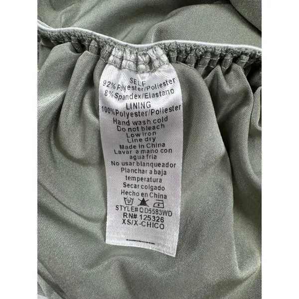 Windsor Sage Green Ruched Lace Up Back Asymmetrical Mini Dress XS - Image 7