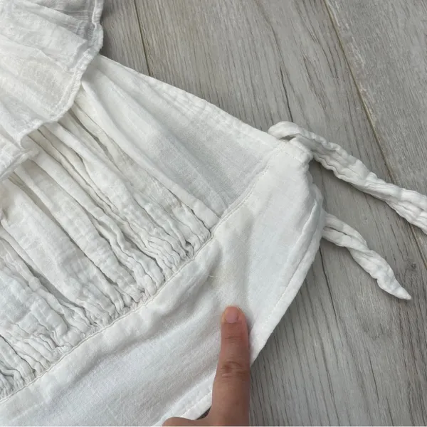 Free People Top crochet yoke crop womens White xsmall boho cottagecore festival - Image 3