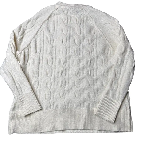 Aerie unREAL Cable Knit Sweater XS Oversized Cream Cozy - Image 7