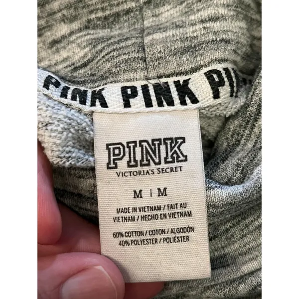 PINK Victoria's Secret Sweatshirt Womens Medium Gray Cowl Neck Logo Pullover - Image 7