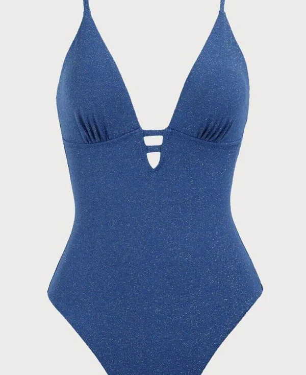 BERLOOK Blue Lurex Backless One-Piece Swimsuit 05 - Image 5