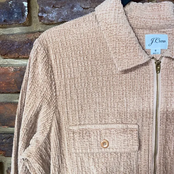 J. Crew Mocha Tan Corduroy Zip-Front Cinched Mini Dress Women's Size 8 - Image 5