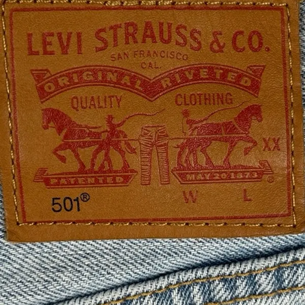 Levi's 501 Blue Women's Mid Rise Distressed Frayed Raw Hem Denim Jeans Shorts 27 - Image 3