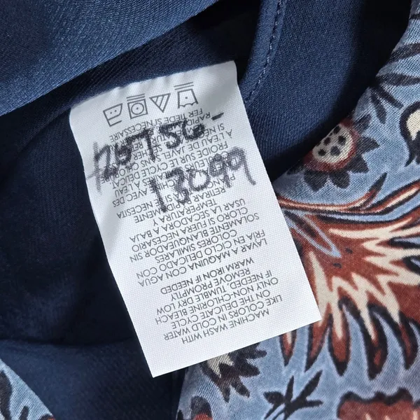 Cabi Women Dress XS Blue Floral Print Long Sleeve V‎ Neck Shift - Image 6