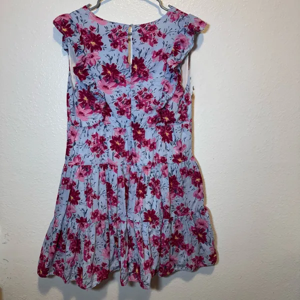 Lush Clothing Periwinkle Blue Floral Mini Sleeveless Dress Size Medium Zip Up Keyhole - Image 8