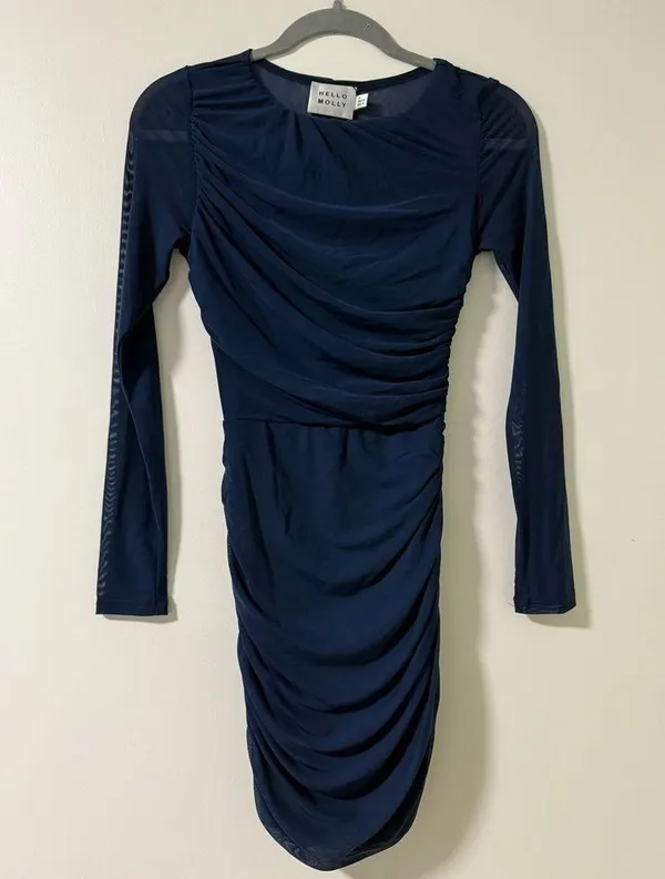 NWT Hello Molly Oceans Secret Long Sleeve Mesh Mini Dress Navy Size S - Image 5
