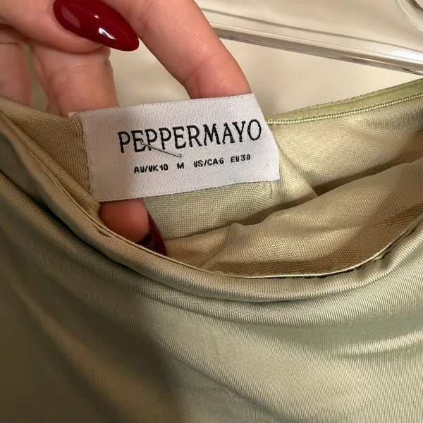 Peppermayo One Shoulder Dress in Light Green - Image 4