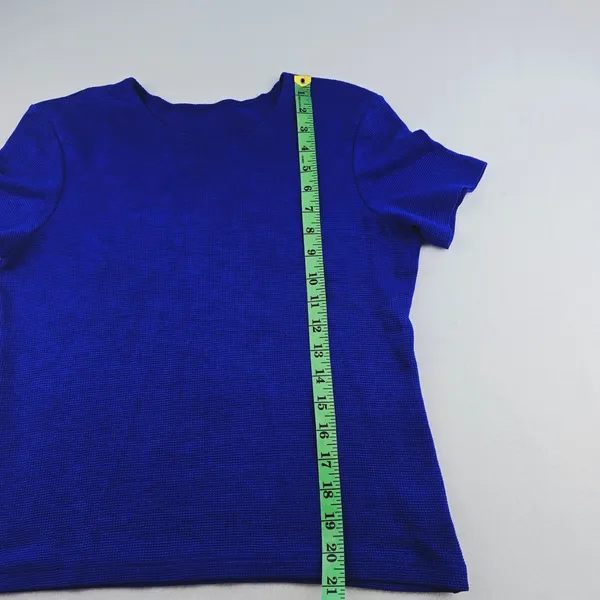 Vintage 10R Blue Knit Top, Short Sleeve Casual T Shirt, Women's Size‎ Small - Image 6