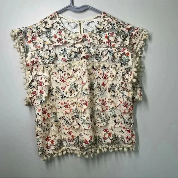 Revolve‎ Tularosa Kennedy Top in Rainbow Lace Blouse Size Small Cream/Mul… - Image 6