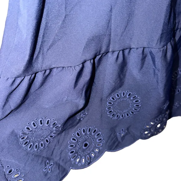 Modern Works Women's Dress Navy Coastal‎ Preppy Puff Sleeve Eyelet Plus Size 1X - Image 4