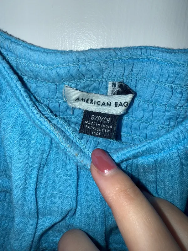 American Eagle Blue Ruffle Top - Image 2