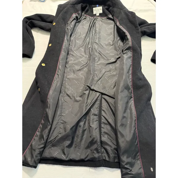 Cole Haan Signature Black Wool Blend Wing‎ Collar Hidden Button Coat Womens 12 - Image 5