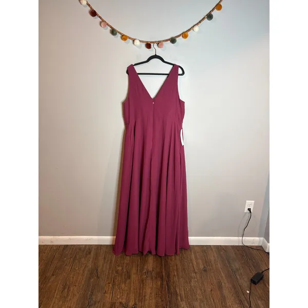 NWT Azazie Nelly Mulberry A-Line Pleated Chiffon Dress - Image 2