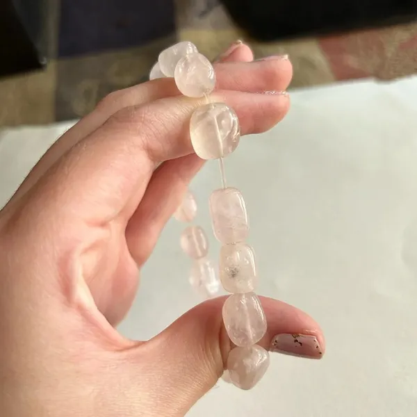 3/$20 Cute Pink Rose Quartz Gemstone Crystal Beaded Thin Elastic Bracelet - Image 3