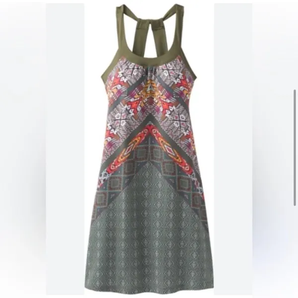 prAna Cantine Halter Active Dress L Cargo Marrakesh Olive Green Shelf Bra Sporty - Image 6