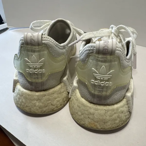 adidas‎ NMD_R1 White Iridescent Sneakers Tennis Shoes Women’s 6.5 Silver Stripes - Image 7