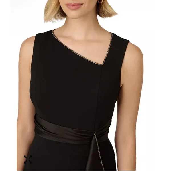 Adrianna Papell Women's Ruffled Gown Size 4 Black Ruffle‎ Asymmetrical Neckline - Image 3