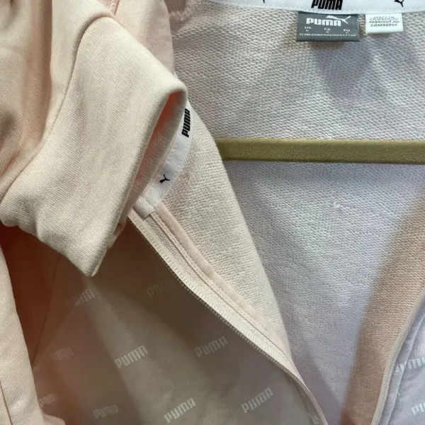Puma Womens L Sweatshirt Peach‎ 1/2 Zip White Puma Pattern Pullover Athletic - Image 6
