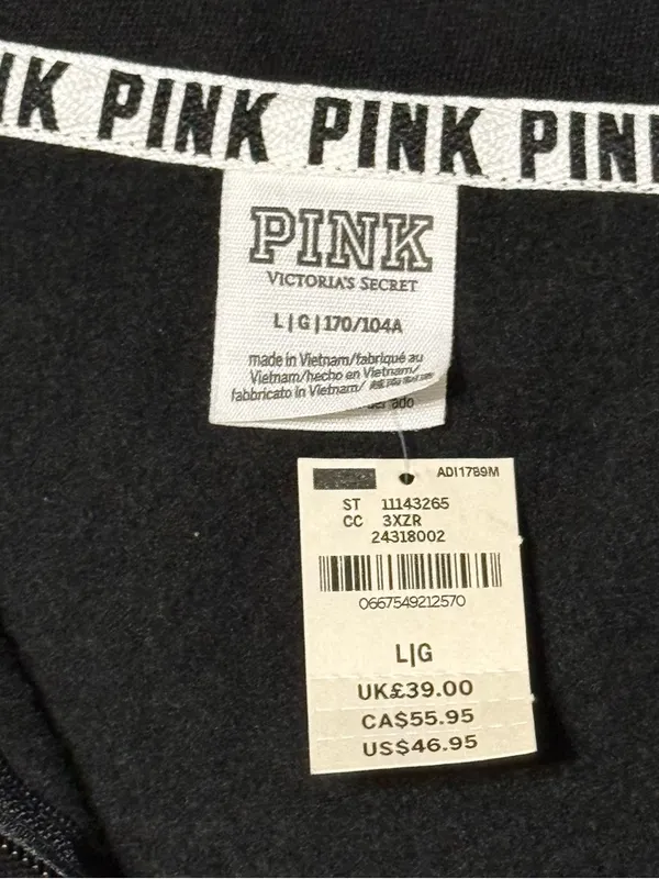 NWT PINK VS Black Quarter-Zip Pullover with White Dog Logo Size Large - Image 10