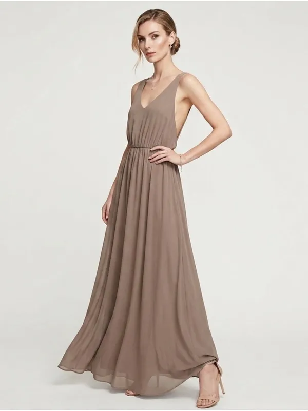 NEW Show Me Your MuMu Maxi DRESS SMALL beige OPEN BACK bridesmaid prom - Image 3
