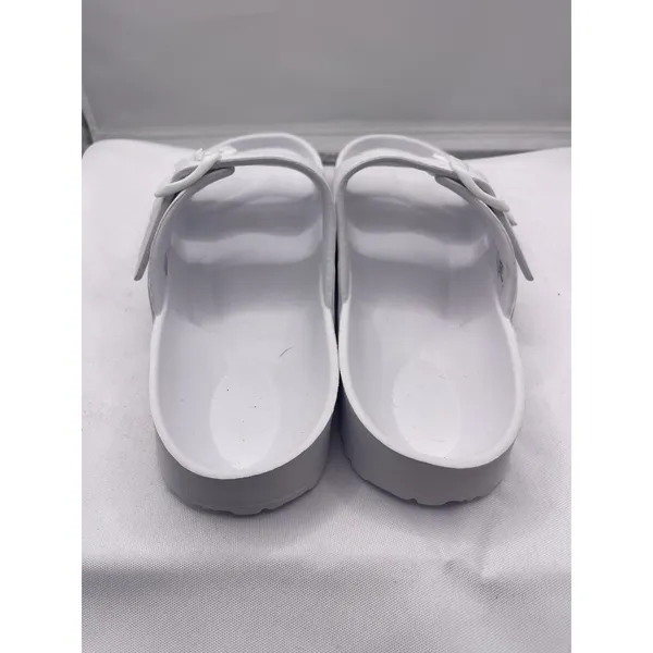 Unisex Lightweight Double Buckle Strap Slides,Open Toe Soft Sole White Size7-8‎ - Image 2