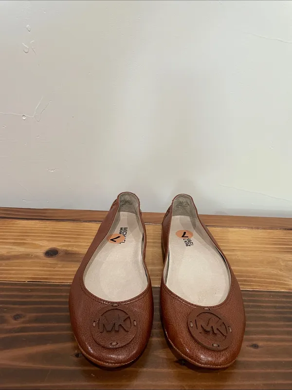 Michael Kors Brown Leather Fulton Ballet Flats Loafers Slip On Shoes Size 7 - Image 2