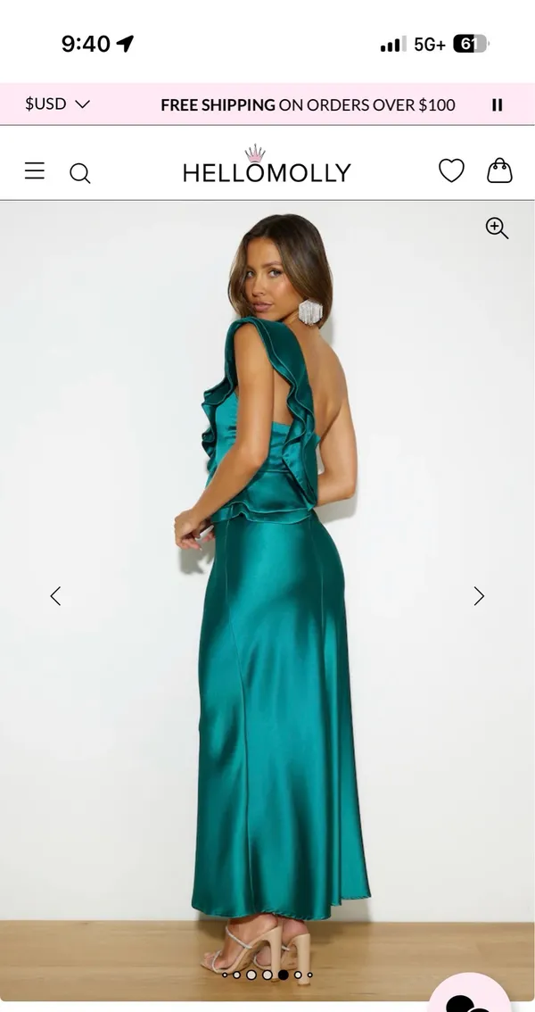 Hello Molly Silk Midi Teal Dress - Image 2