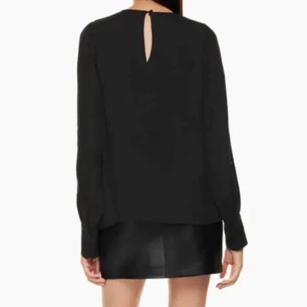 Aritzia Wilfred Clarissa Puff Sleeve Long Sleeve Blouse Black size 2XS XXS $98 - Image 3